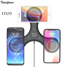 Qi Wireless Charger 3-Port Fast Charge with 2-Port USB Charge for iphone X / 8 for Samsung Note 8 S8 Plus S7 edge with adapter