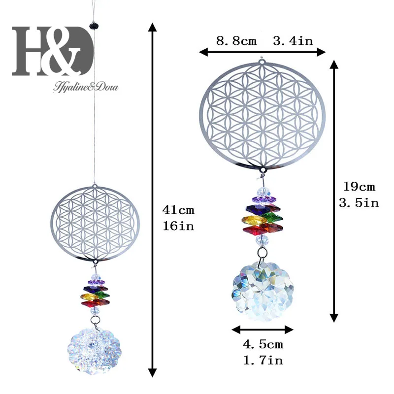 H&D Crystal Suncatcher Rainbow Maker Life of Sunflower Rainbow Hanging Sun Catcher for Window Lucky Gifts For Birthday sun catcher crystal pendant sun catchers window ornament