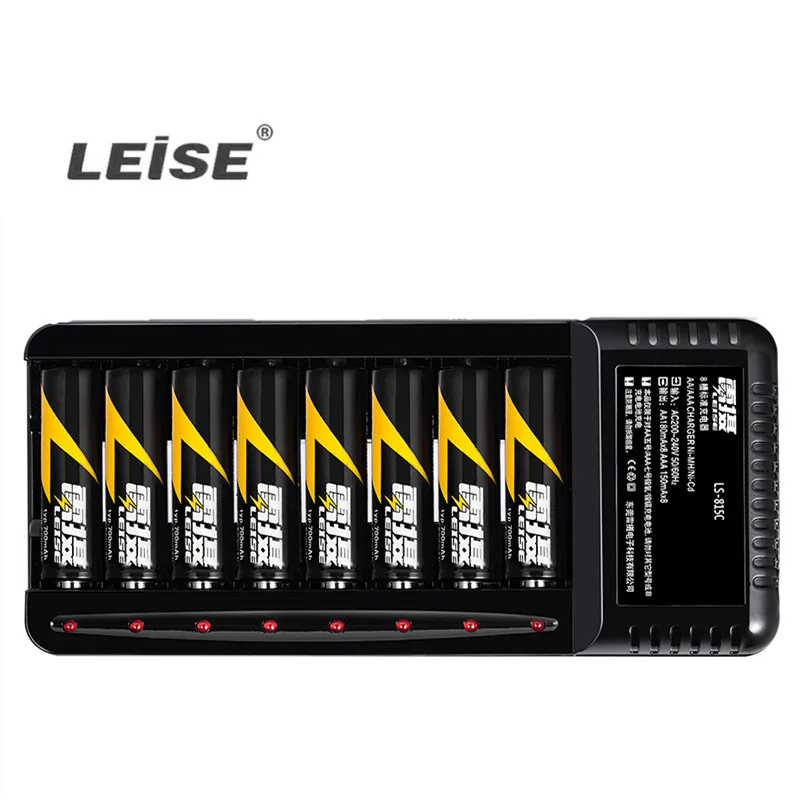 Leise 8 слотов зарядное устройство + шт AA 1300 mAh ni mh аккумуляторная батарея