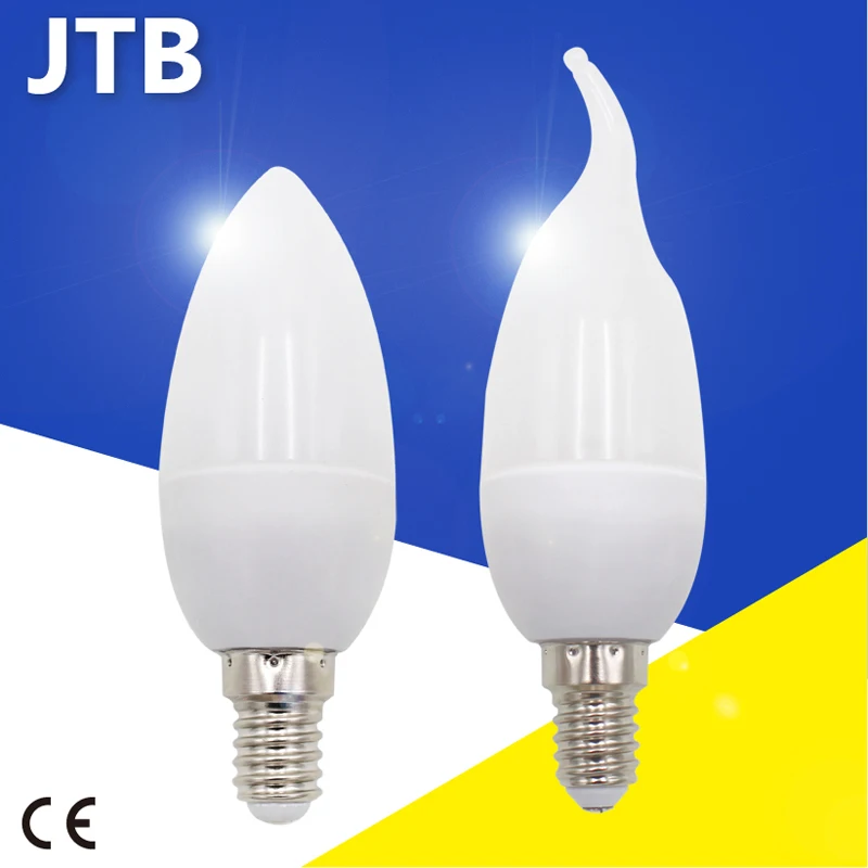 E27 Candle Bulb 3W 5W E14 LED Candle Wax Bulbs 2835 SMD Chandelier Led