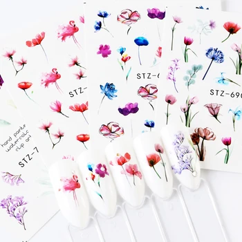 

24pcs Nail Stickers Watermark Sliders Water Decals Flower Flamingo Tattoos Manicure Design Adhesive Tip Decoration JISTZ683-706