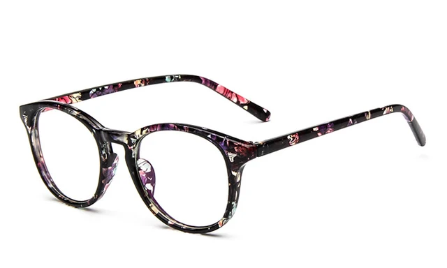 Spectacle Classic Women Round Eyeglasses Frame Brand Designer Fashion Men Nail Decoration Optical Glasses Reading Glasses Black Flower