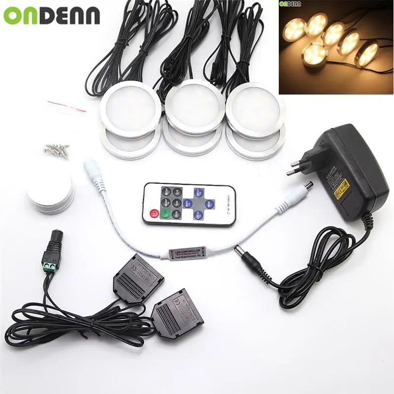 Under LED Cabinet Light 6 Lamps Set with Wireless RF Remote Control for