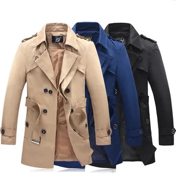 Plus size 6xl 2015 men double breasted long pea coat fashion trench ...