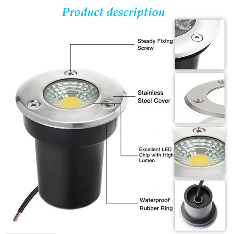 LED Underground Light 3W 5W 10W Waterproof Floor Lamp Outdoor Ground Spot Landscape Garden Path Buried Yard 85-265V DC12V  IP68 images - 6