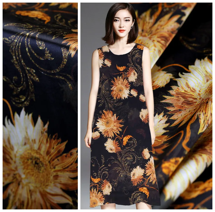 Шелк с цифровой печатью ткань спандекс ткань шелк ткань сатин-стрейч платье стрейч-шелковая ткань шелковой ткани