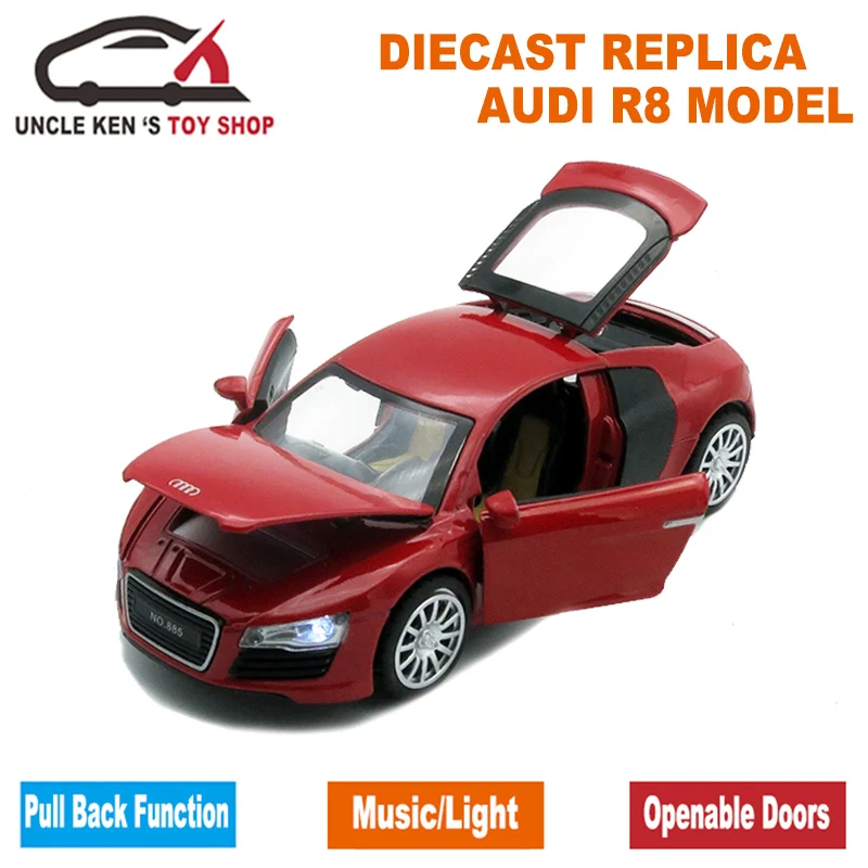 1/32 весы AUDI R8 литые модели автомобилей игрушки в подарок детям с функциями|car