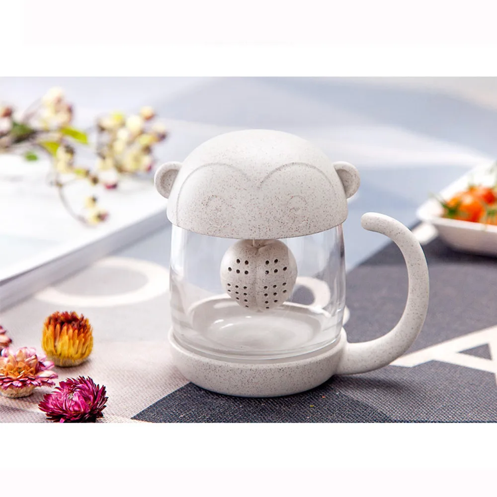 New Creative Tea Strainer Cat Monkey Tea Infuser Cup Grasses Teapot Teabags for Tea& Coffee Filter Drinkware Christmas Gift fk4