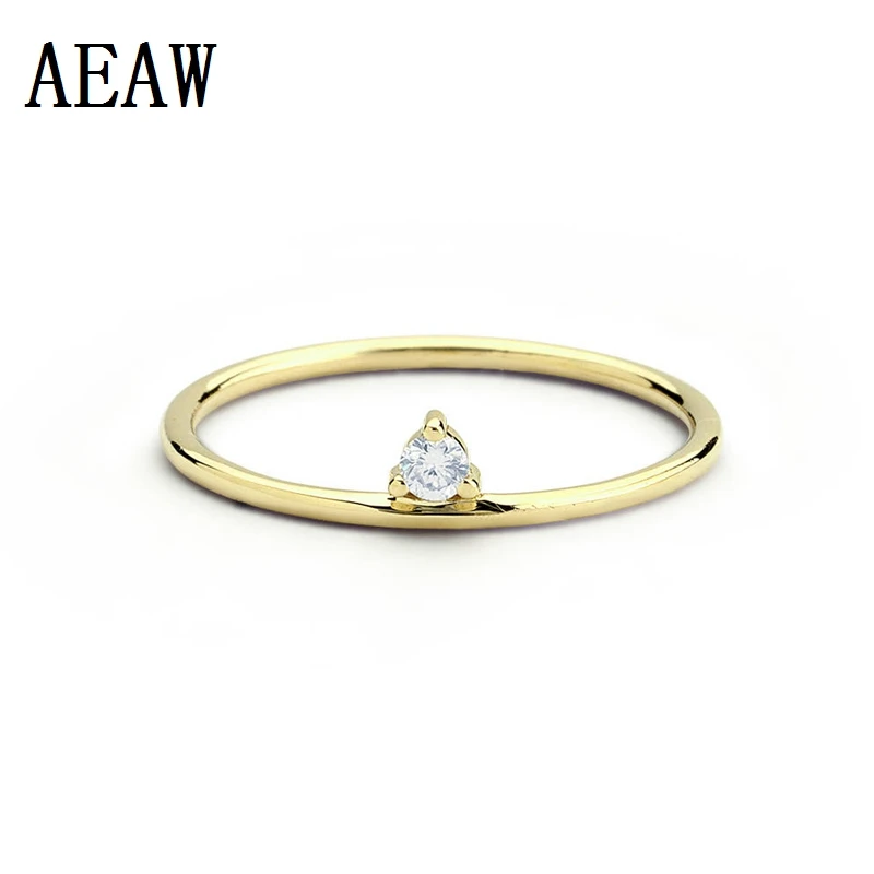 

100% Real Natural Single Solitaire 0.06ct Round cut Diamond Ring Promise/Wedding/Birthday Gift for Her 14K Solid Gold