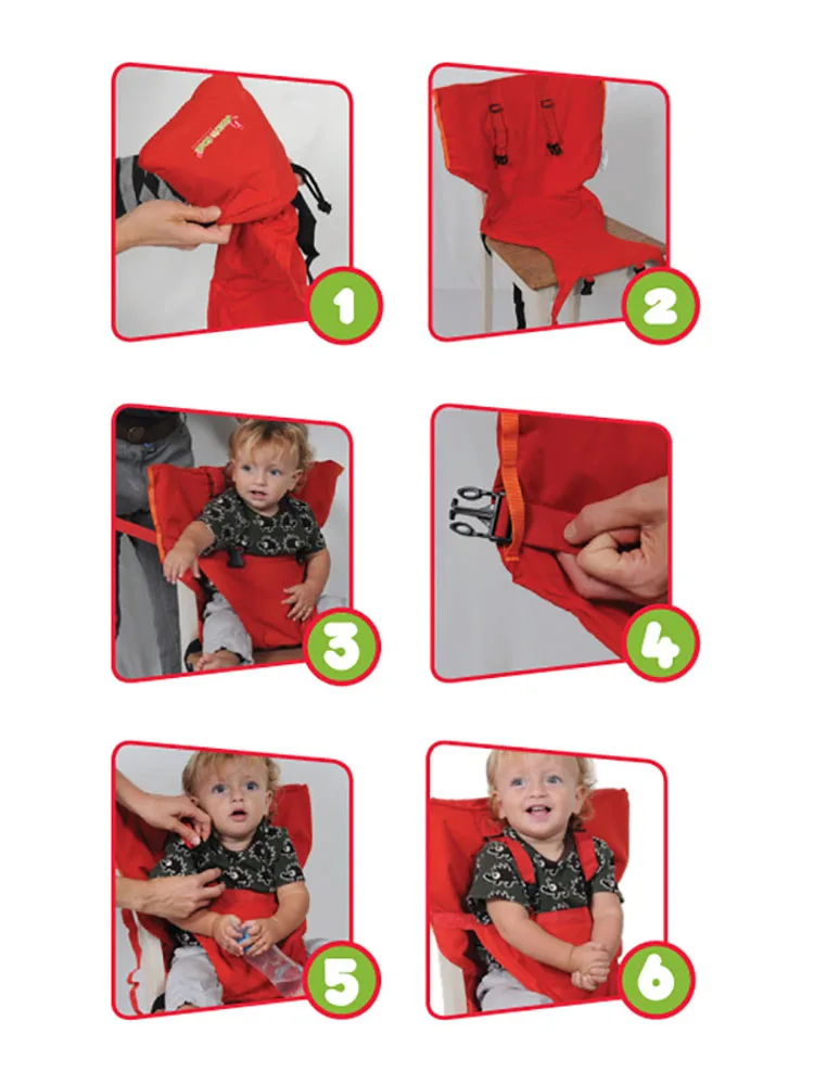 Baby High Chair Harness Travel Safety Belt for Baby Toddler Feeding Booster Portable Easy Seat with Adjustable Straps Shoulder