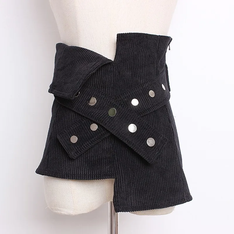 TWOTWINSTYLE, асимметричный вельветовый широкий пояс, пояс для женских платьев, модные матерчатые пояса, Осенние аксессуары - Цвет: black belt