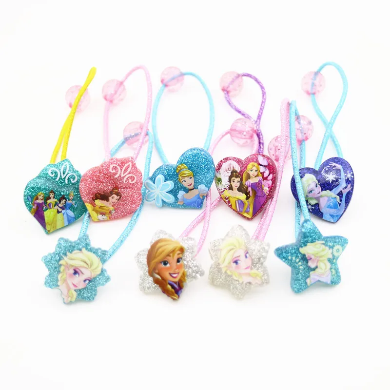 

2pcs Disney cartoon children Frozen hair rope girl birthday gift headwear Elsa doll accessories head circle cosmetic rubber band