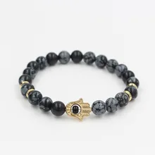 Faitheasy популярные украшения натуральный Снежный камень статуя Будда жемчуг Фатима Ладонь глаз Энергетический Браслет