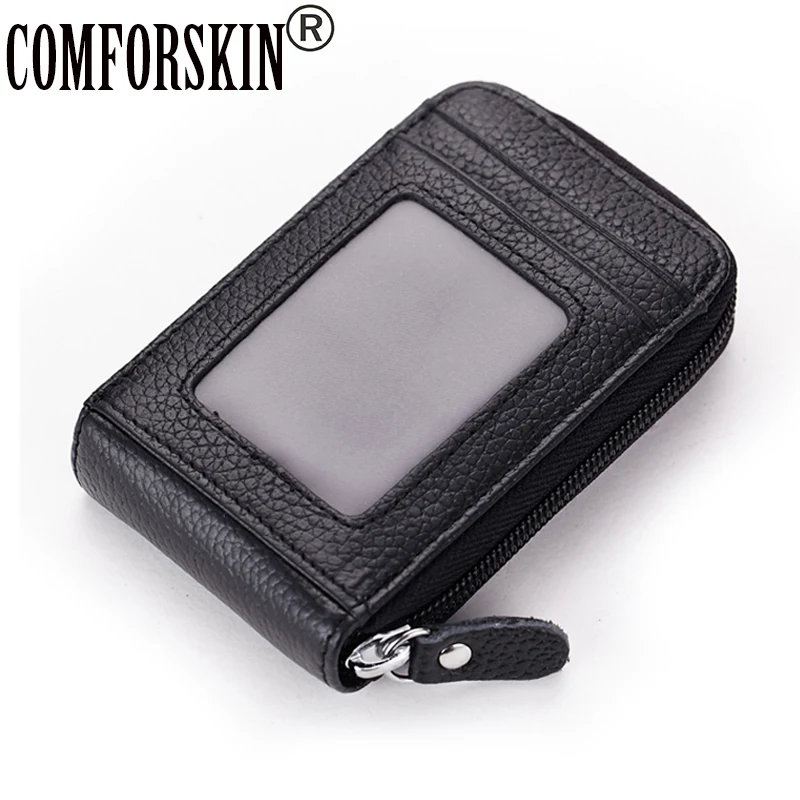 

New Arrival Genuine Leather Organ Style Credit Card Holders Real Leather Slim Card Holder 5 Color Factory Price On Sale