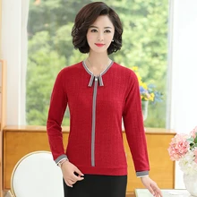 Вязаный пуловер женский джемпер Осень Весна Новая мода 5XL плюс Размер одежда для мамы футболка с длинными рукавами Топ