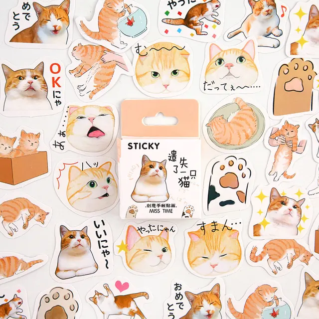 Mr.paper 46Pcs/box Cute Diary Stickers Scrapbooking Girl Generation Series Planner Japanese Kawaii Decorative Stationery Sticker Lost A Cat