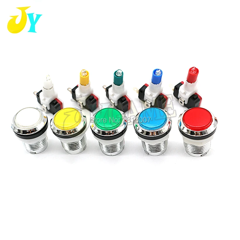 50pcs-chrome-plated-illuminated-5v-12v-led-arcade-push-button-with-microswitch-led-light-5-colors-available