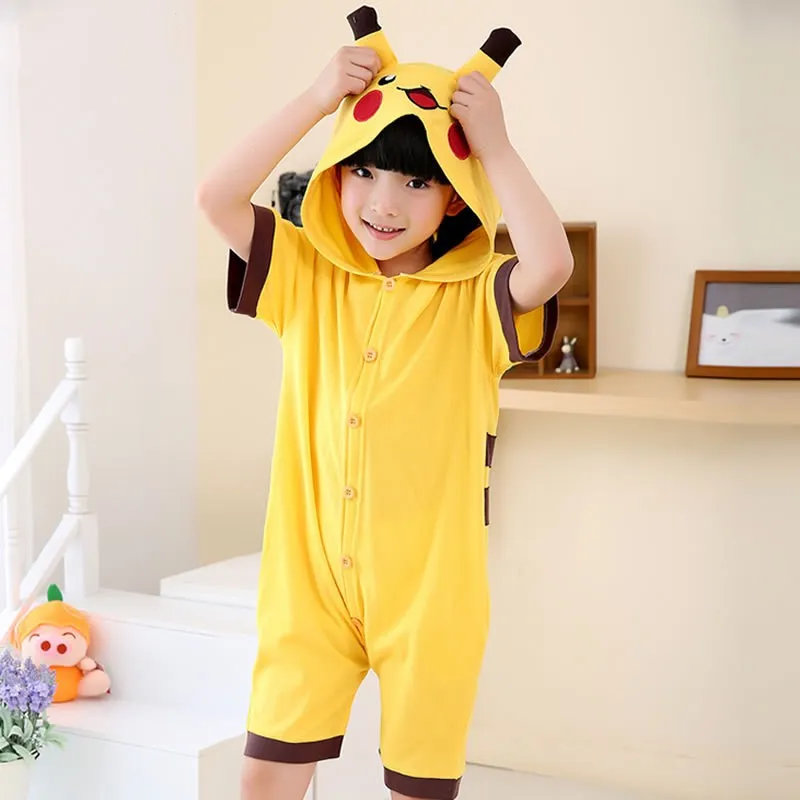 Детские хлопковые короткие Kigurumi стежка пижамы с Пикачу обувь для мальчиков лето