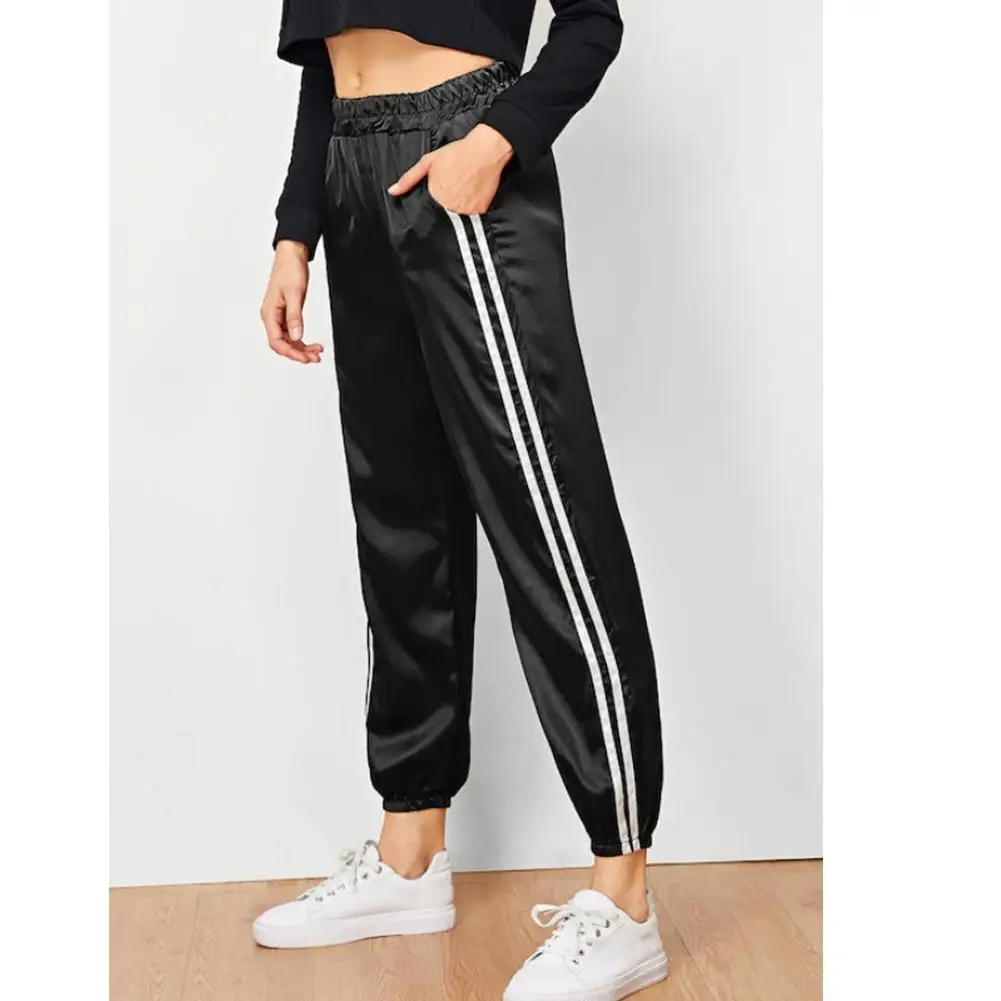 Yfashion Women Casual Pants Satin Stripes Fitness Outdoor Sports Pants Yfashion Women Casual Pants Satin Stripes Fitness Outdoor Sports Pants