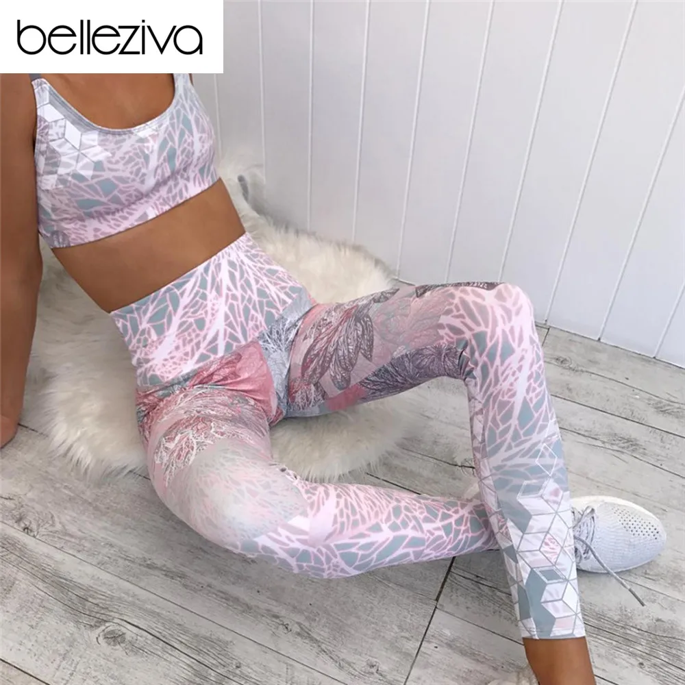 

Belleziva Running Sportswear Gym Clothing Yoga Set Yoga Jumpsuit Women Sport Fitness Running Sport Suit Top Leggings Tracksuit