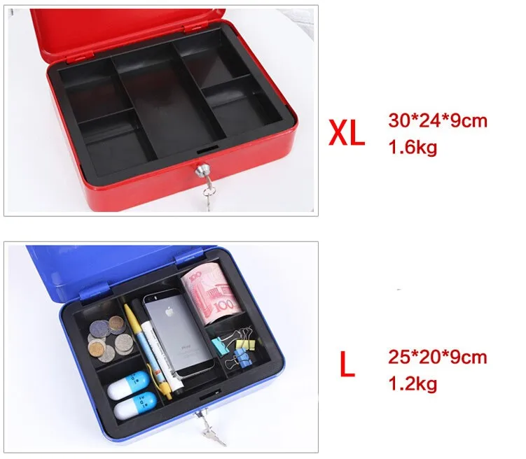 Mini Portable Security Safe Box Money Jewelry Storage Collection Box For Home School Office With Compartment Tray Lockable XS (14)