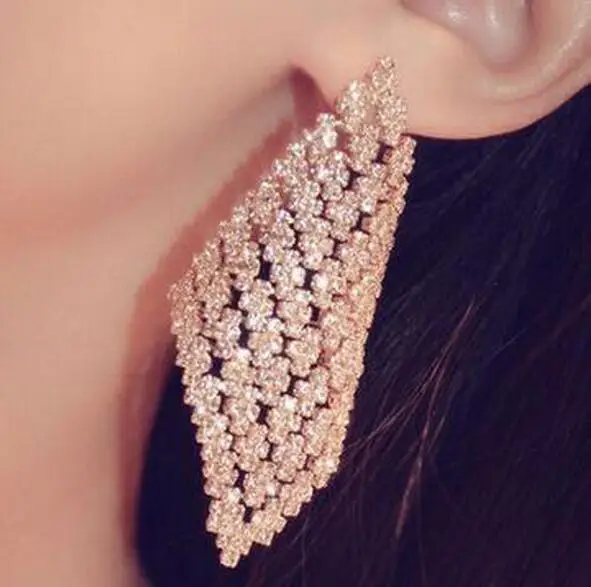 Женские серьги подвески с кристаллами в форме водопада|bride earrings|earrings forearrings for women