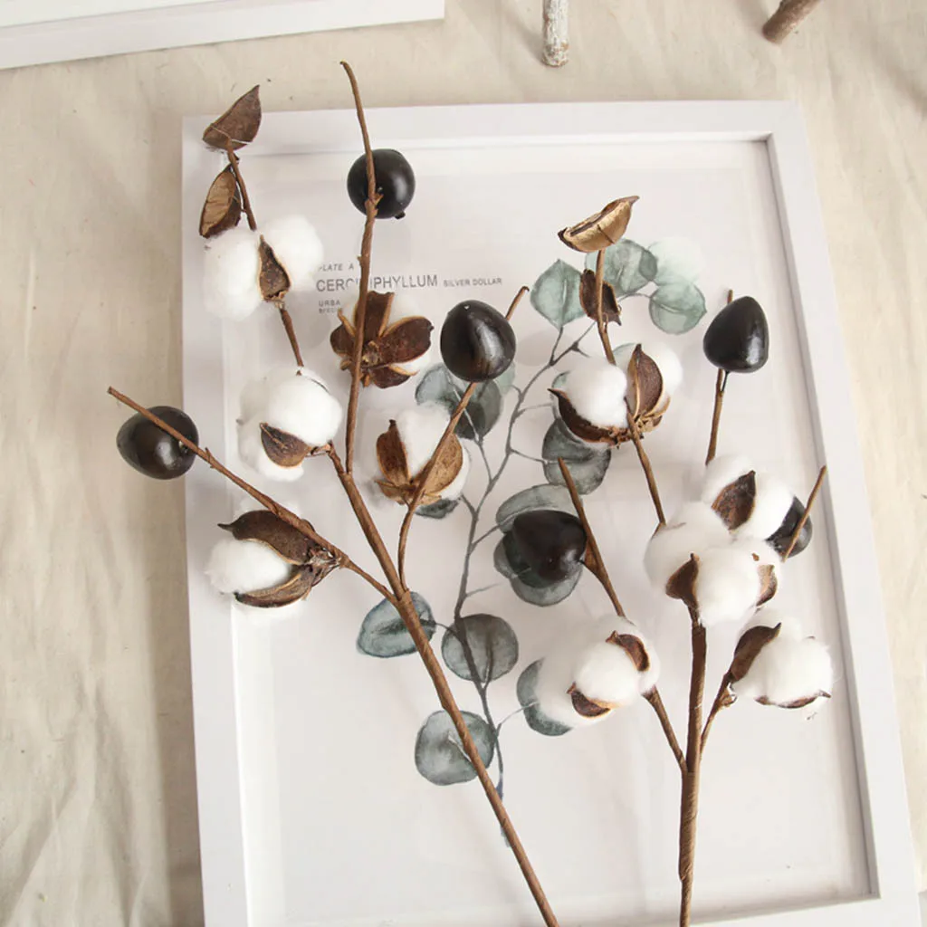 

Lowest Price Best Selling Artificial Naturally Dried Cotton Stem Farmhouse Flower Filler Floral Home Decor