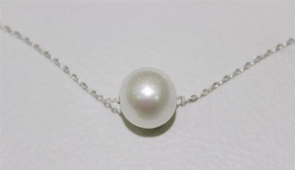 

18 Chain big white Fresh Water Pearl 13mm Fashion Necklace "Handmade" Alloy