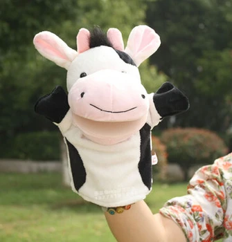 

Candice guo plush toy stuffed doll cartoon nice forest milk cow hand puppet sleeping bedtime story pacify infant birthday gift