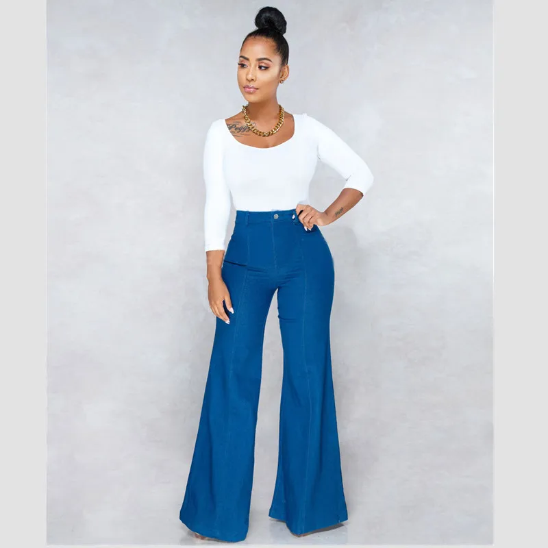 

New fashion high waist female bell pants casual loose women's trousers wide leg pants sexy ladies horn jeans