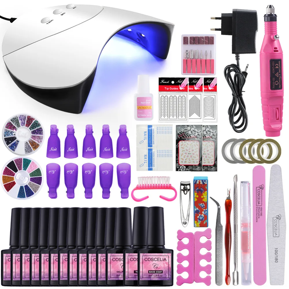 

Nail Gel Polish Set With 36W Uv Led Lamp 8ML Nail Drill Machine Nail Kit Tools For Manicure Choose 6/10/12 Colors For Nail Art