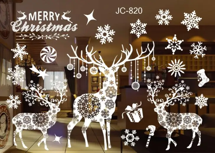 Новогодняя Настенная Наклейка на окна, Рождественская Наклейка на стену «сделай сам», снежный город, домашний декор, Рождественское украшение, товары для дома - Цвет: JC820