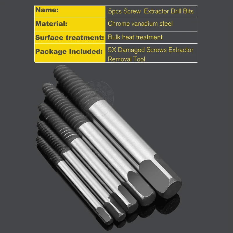 1 Sets Damaged Broken Screws Extractor Drill Bits Easy Out Remover Center Drill Damaged Bolts Screw Pull Out Drill Bit Tools
