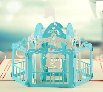Новое поступление 3D Поздравительные открытки Merry Go Round для Дня святого Валентина