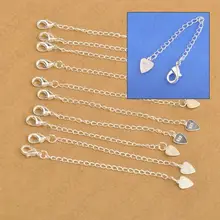 Ювелирных изделий 925 пробы серебряные удлинительные цепочки с застежкой в форме сердца