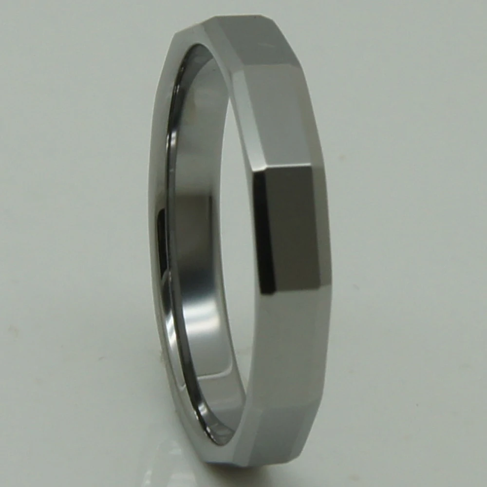 

men/women unique 3mm rectangel geometrical facet silver grey hi-tech scratch proof wedding tungsten ring 1pc