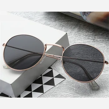 

XojoX Fashion Women Round Sunglasses Retro Brand Design Men Coating Reflective Mirror Sun Glasses Ladies UV400 Goggles