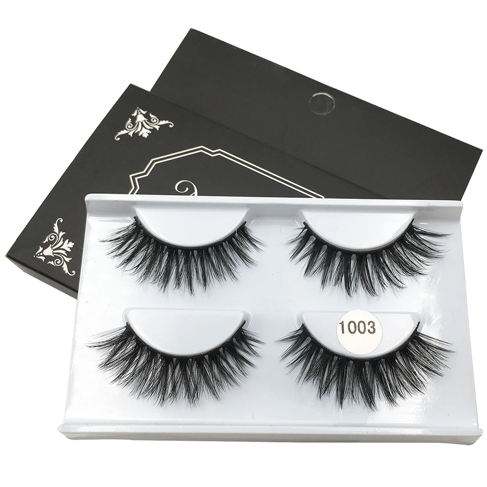 

YAQIMEIER 2 Pairs Eyelashes Wholesale Soft Volume Crisscross Mink Lashes Hand made Full Strip Lashes Makeup 3d Lashes ML1003