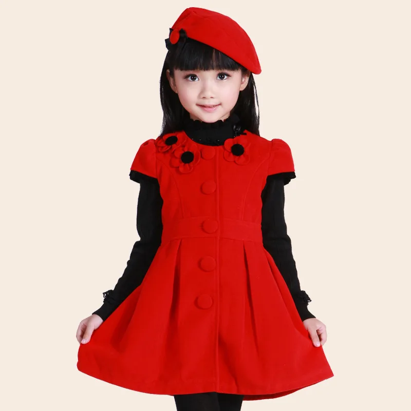 children woolen vest dress winter/Autumn formal dress 2015 kids's clothing girls dress big virgin princess party winter dress