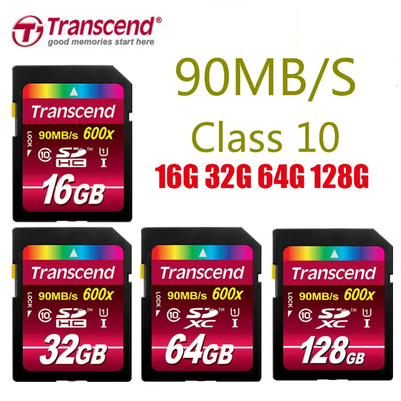 Оригинал Transcend 600X SD SDHC SDXC UHS-1 128 ГБ 64 32 16 class 10 карт памяти для HD Камеры GPS | Компьютеры