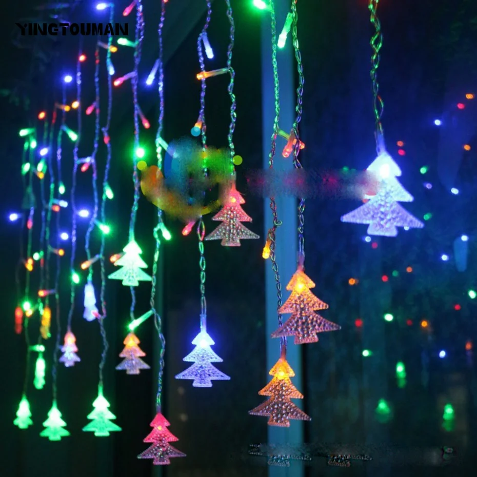 

YINGTOUMAN Romantic Curtain Lamp Christmas Tree String Lights Christmas Party Festival Holiday Decorative Lightings 5m 216LED