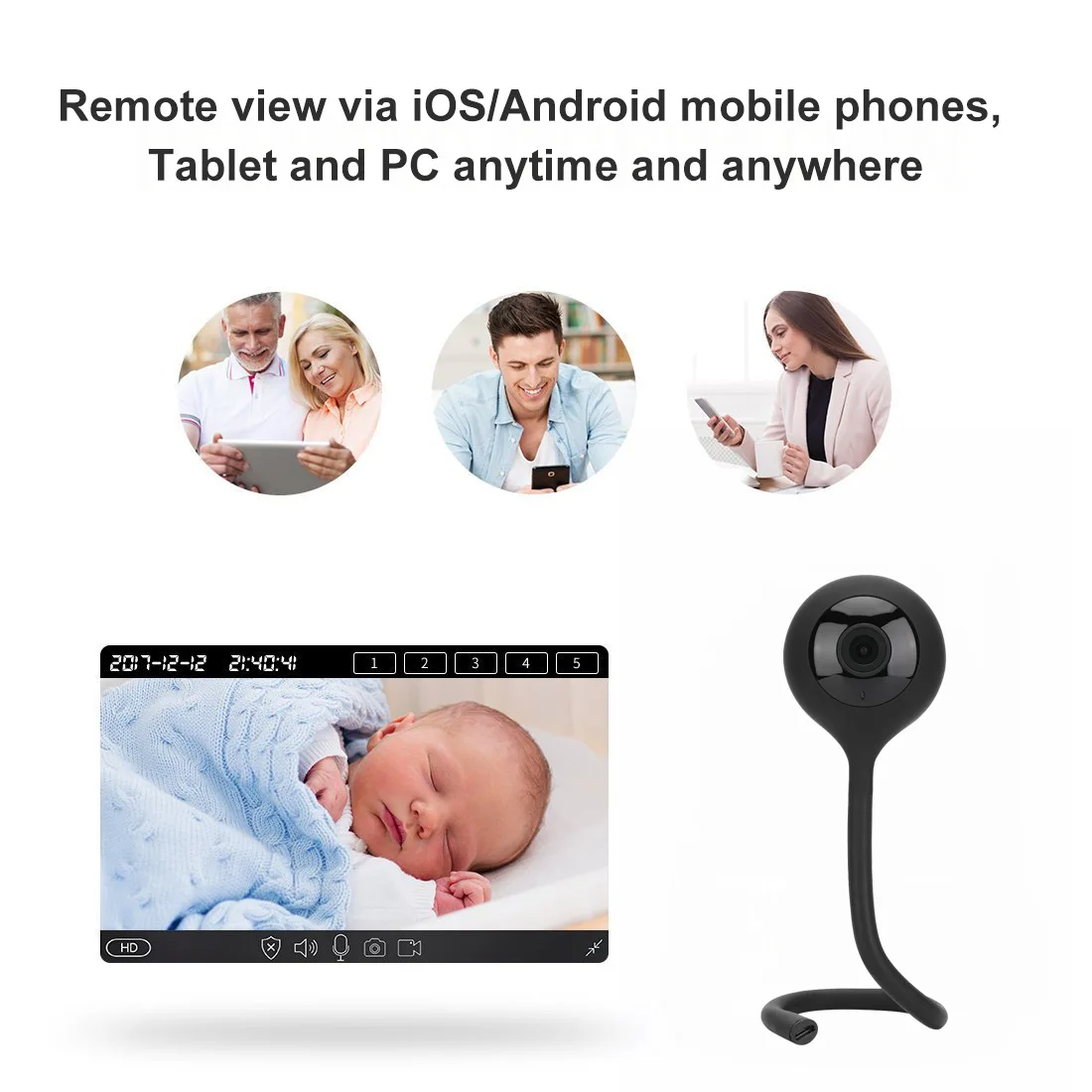 

IP camera For Baby Care remote view via IOS/Android Mobile phones Tablet and PC anytime anywhere