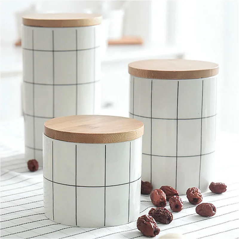 

Nordic Style Ceramic Sealed Storage Jars Bottle with Lid Round Heat Resistant Kitchen Food Container Home Decoration