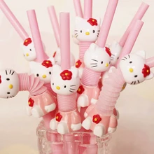 Cute Kitty Decorated Party Straws Set
