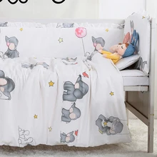 7 шт. Детские Постельное белье животные детские Стёганое Одеяло Бампер Подушки Детские кроватка детская кроватка Постельное белье,(4 бамперы+ лист+ Подушки Детские+ одеяло