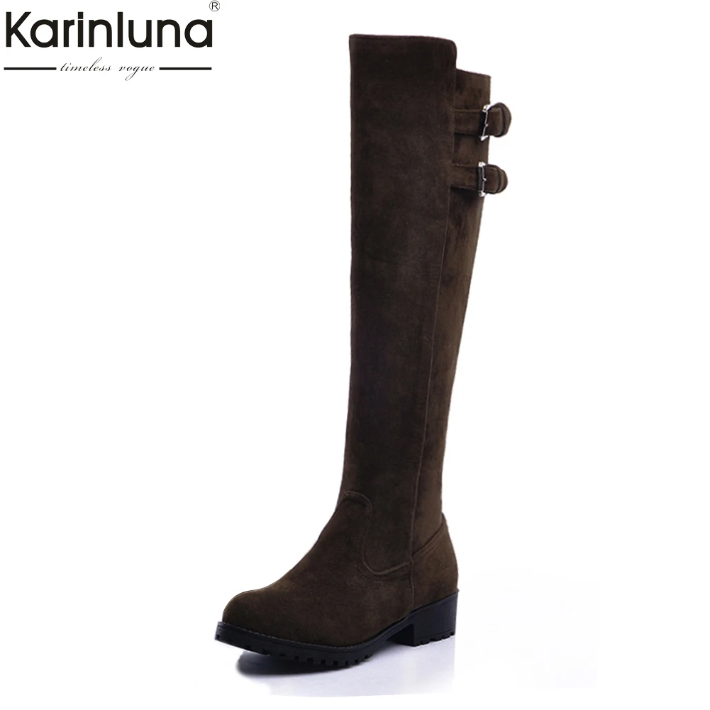 

Karinluna 2018 Large Size 34-43 fashion riding boots woman Platform women Shoes Woman Boots Hot Sale Knee High Boots Woman Shoes