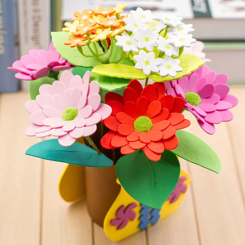 

1PCS Handmade Potted Children DIY Production Puzzle Parent-child Creative DIY EVA Handmade Flowers Material Package
