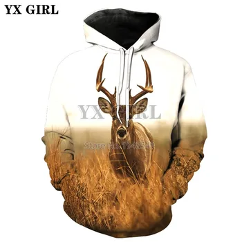 

YX GIRL Drop shipping 2018 New Fashion 3d hoodies Men/Women Sweatshirt animal deer Print hipster Hooded Sweatshirt