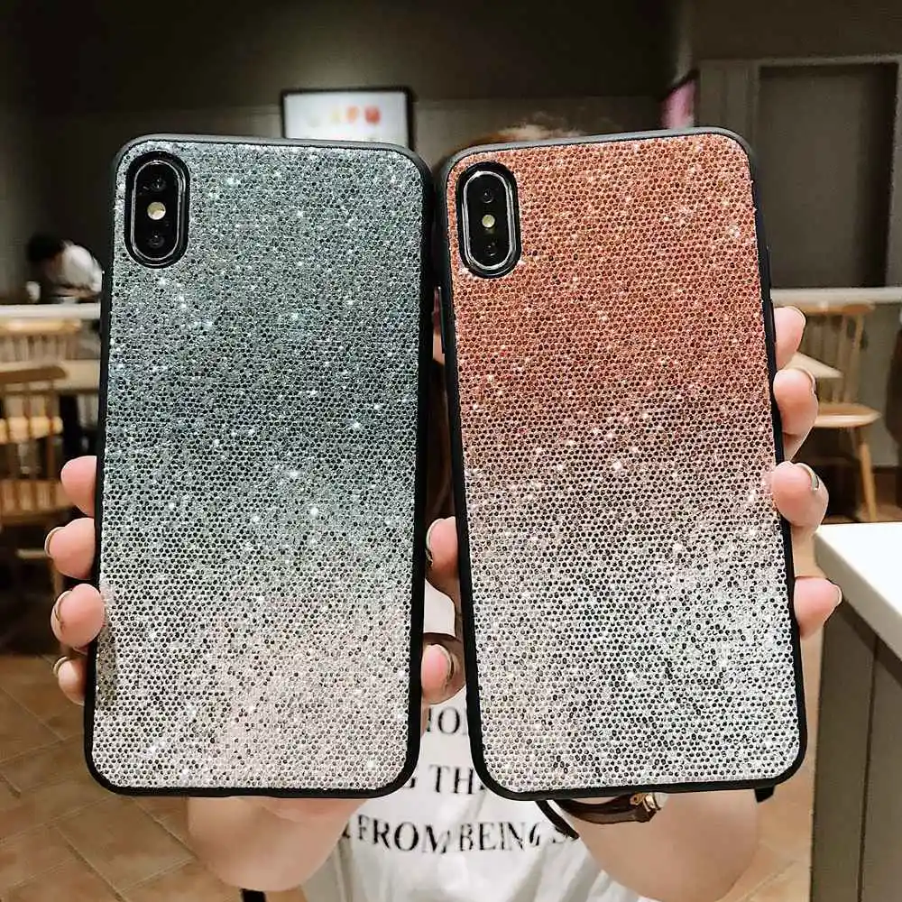 Glitter Phone Case For iPhone XS MAX XR X 10 8 7 6 6s Gradient Cover Plus Glossy Etui |