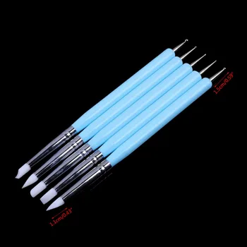 

FSHALL 5Pcs Dual-ended Silicone Carving & Dotting Pens Sculpture Painting Nail Art Brush Tool For Nail Beauty Drawing